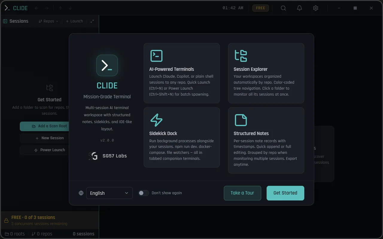 Clide What's New dialog showing latest features on launch